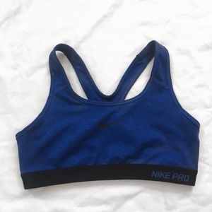 Blue Nike pro sports bra